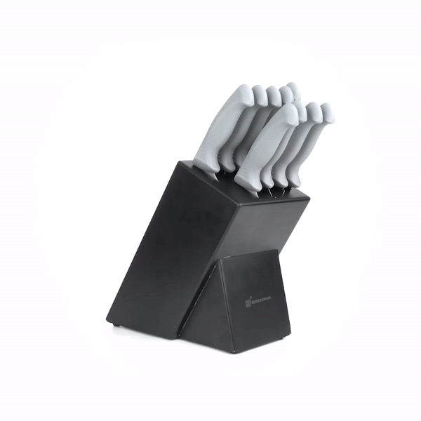 Comfy Grip Gray Stainless Steel 9-Piece Knife Set - with Holder - 1 count box