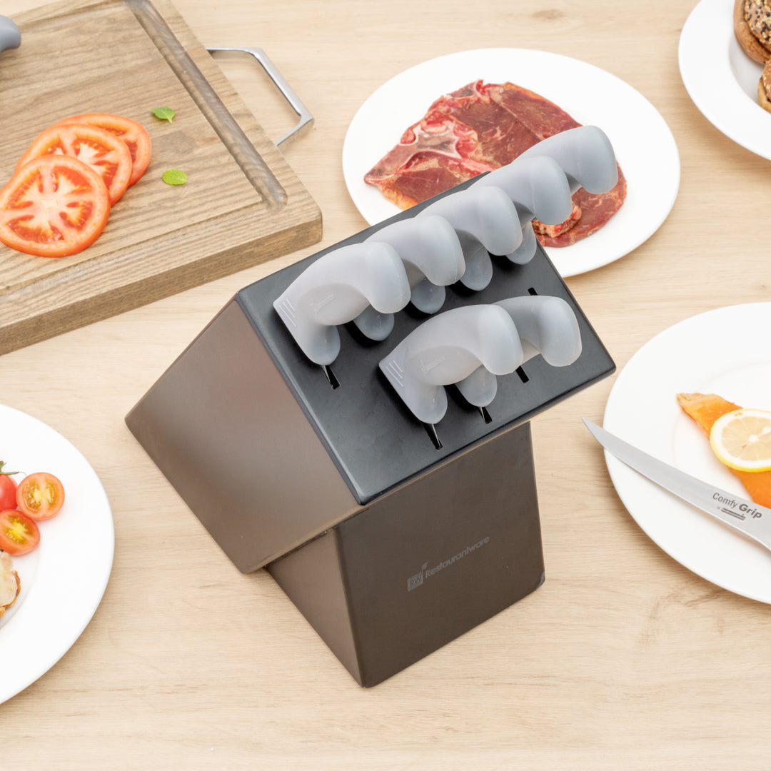 Comfy Grip Gray Stainless Steel 9-Piece Knife Set - with Holder - 1 count box
